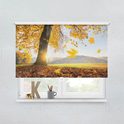 Plissee Motiv Baum Wiese Herbst