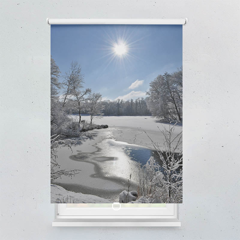 Plissee Motiv Schneelandschaft