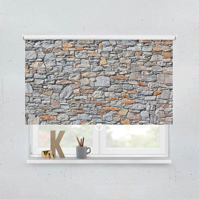 Plissee Motiv Natursteinmauer