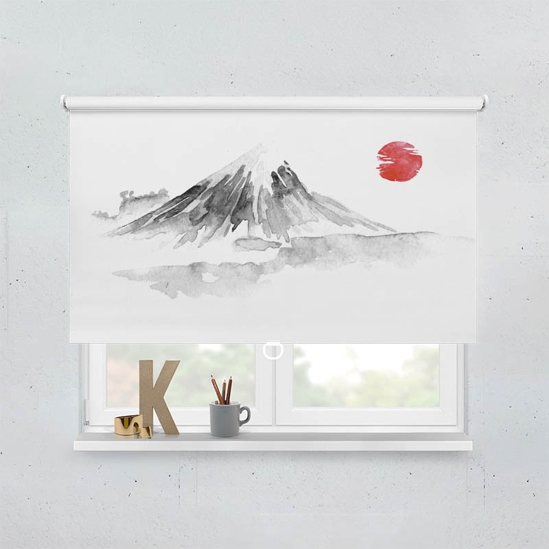 Plissee Motiv Fujiyama Zeichnung Asiatisch