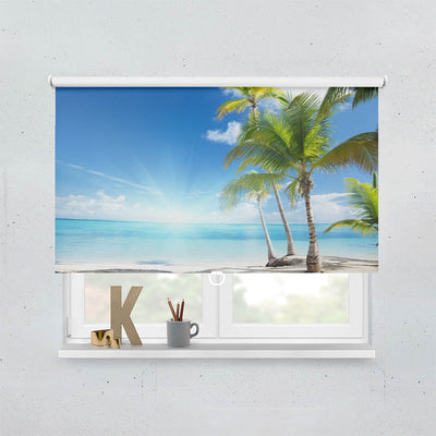 Plissee Motiv Palmen Strand Sonne