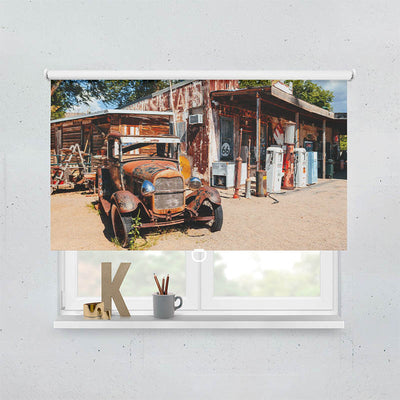 Plissee Motiv Verlassene Tankstelle an der Route 66