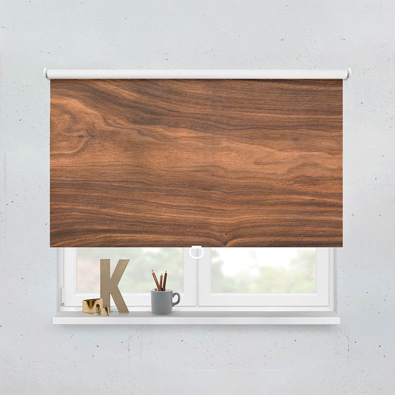 Plissee Motiv Walnuss Holzplanke