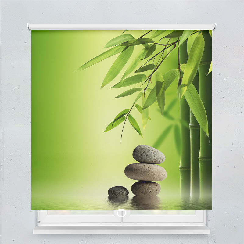 Plissee Motiv Wellness Steine Bambus