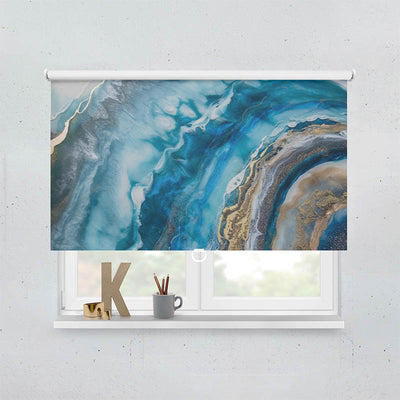 Plissee Motiv Gemaelde Blau Oel