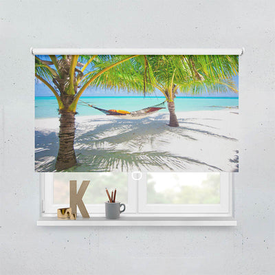 Plissee Motiv Palmen mit Haengematte