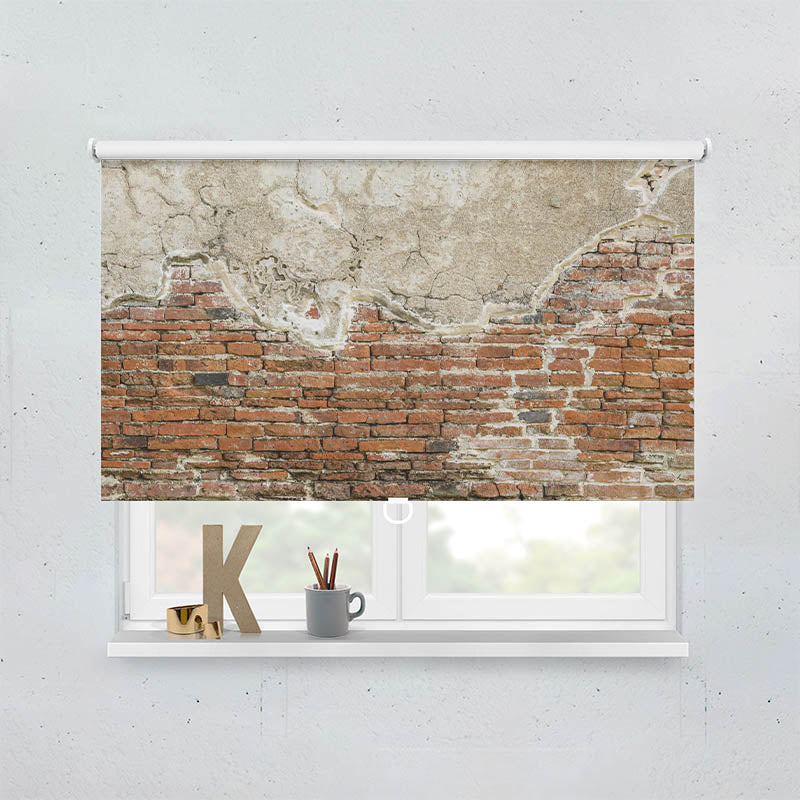 Plissee Motiv Alte Steinmauer mit Putz