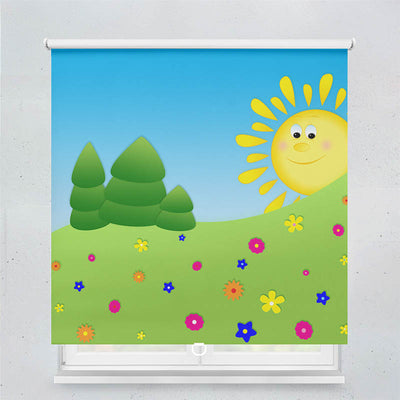 Plissee Motiv Sonne und Wiese