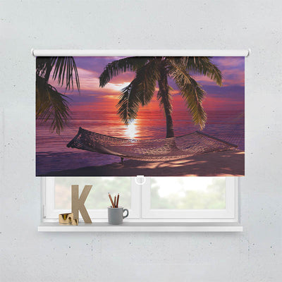 Plissee Motiv Haengematte Palmen Nacht