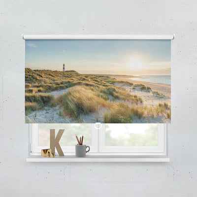 Plissee Motiv Leuchtturm Strand Meer auf Sylt