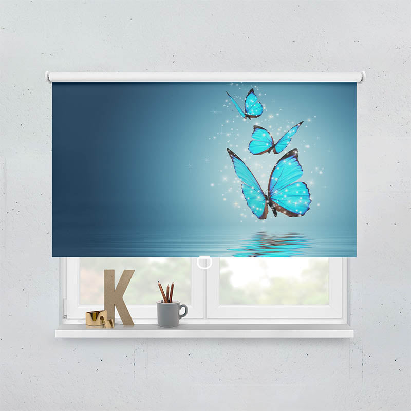 Plissee Motiv Blaue Schmetterlinge