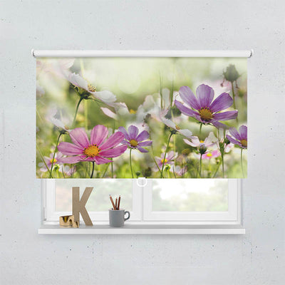 Plissee Motiv Blumen Bluehen auf Wiese