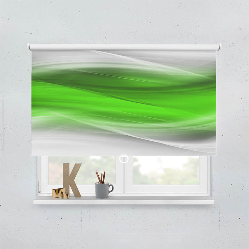 Plissee Motiv Wellen Gruen Grau