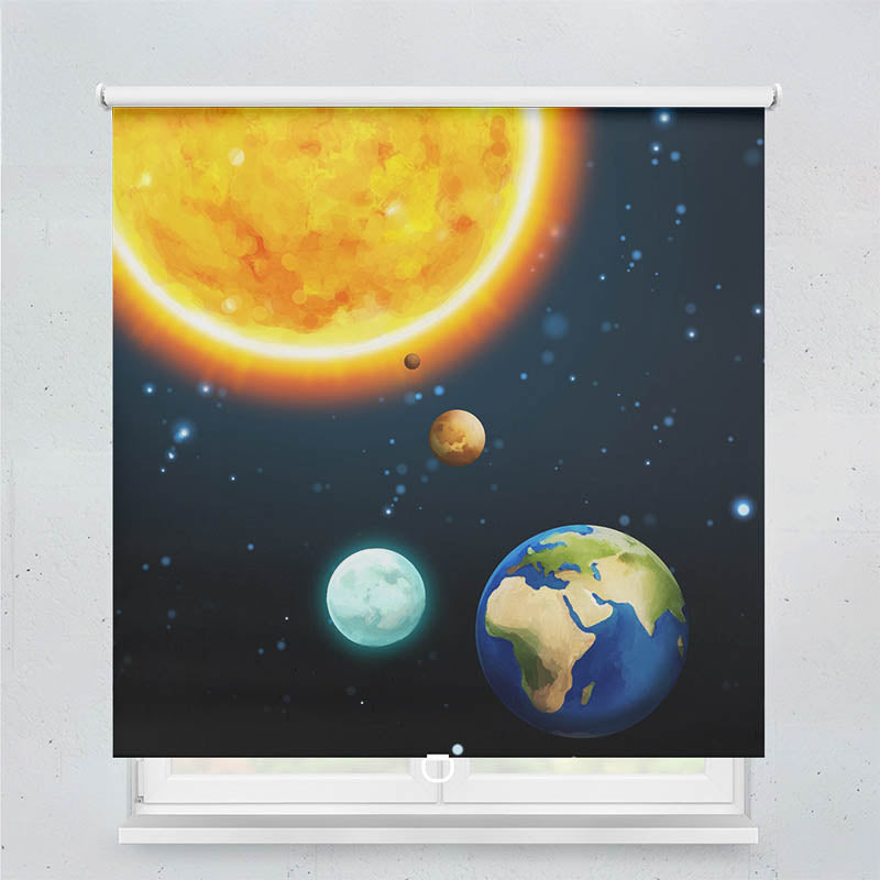 Plissee Motiv Sonne und Planeten