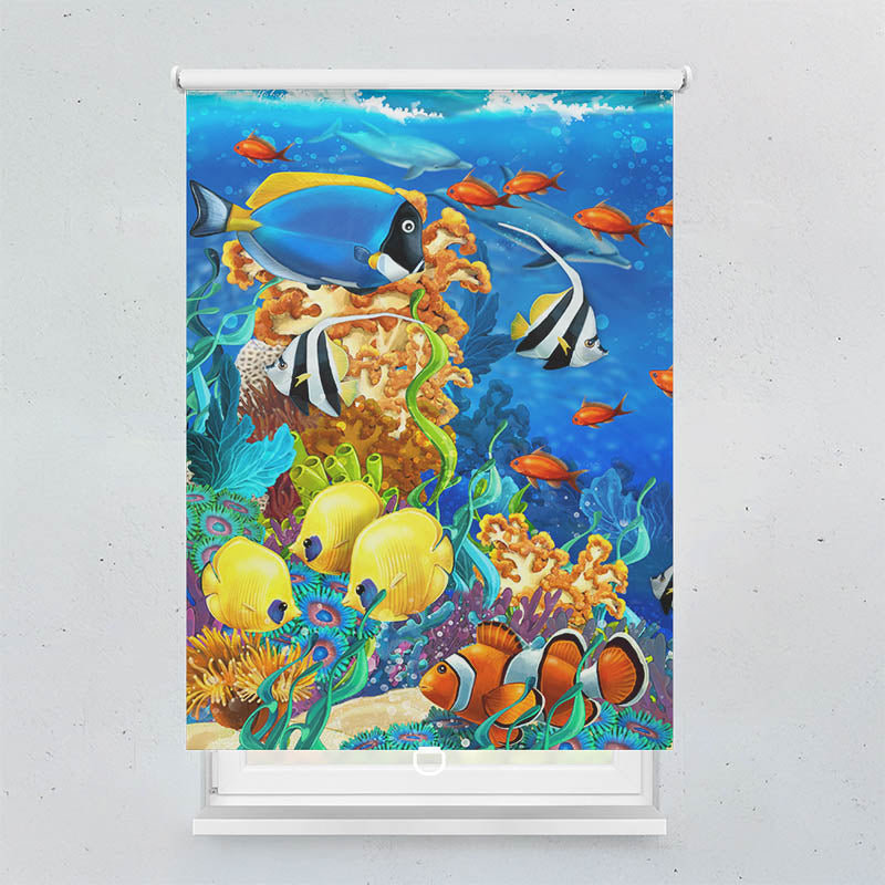 Plissee Motiv Fische Comic