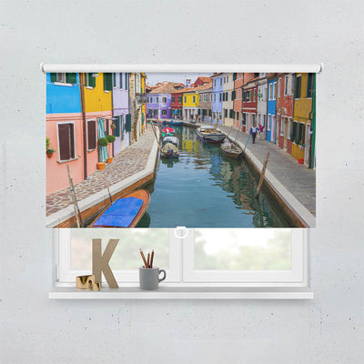 Plissee Motiv Kanal Bunte Haeuser