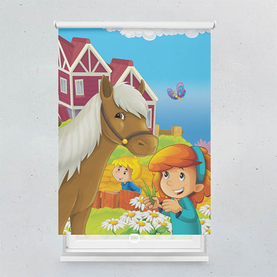 Plissee Motiv Maedchen mit Pferd