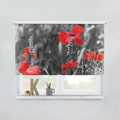 Plissee Motiv Mohnblumen