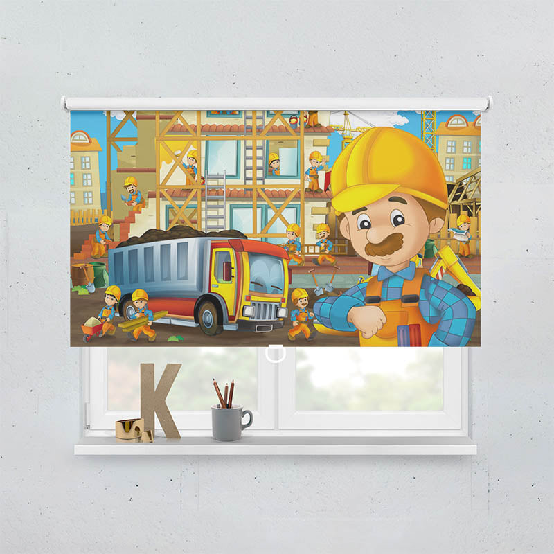 Plissee Motiv Baustelle