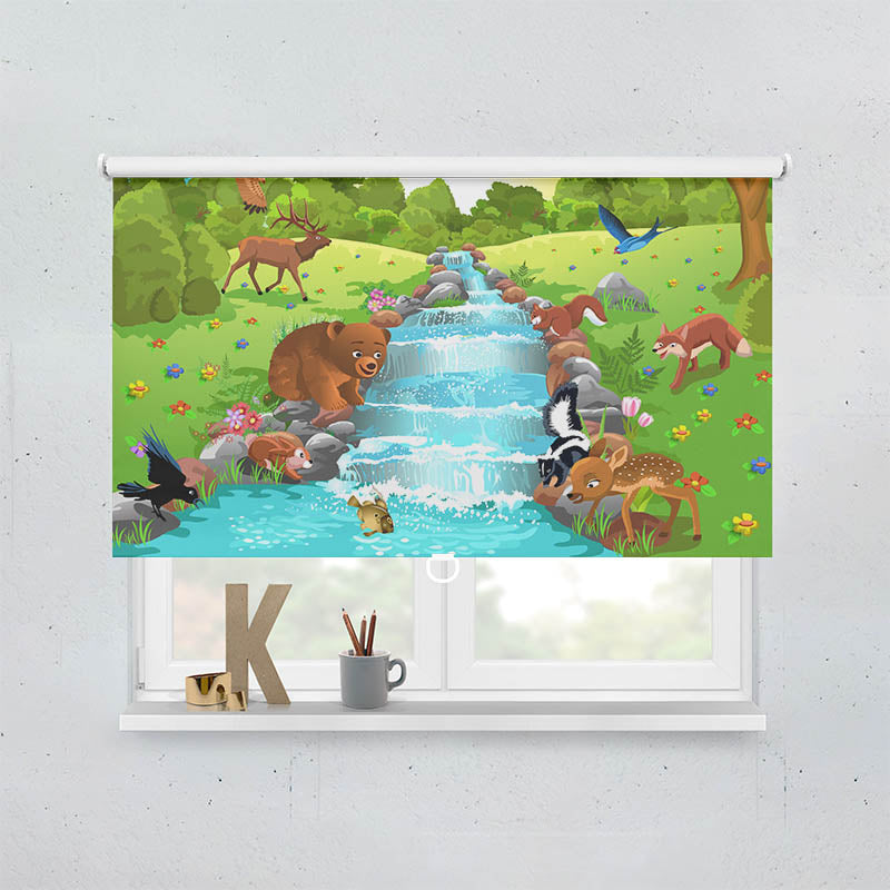 Plissee Motiv Tiere am Fluss