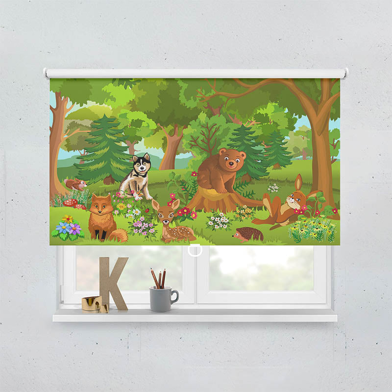 Plissee Motiv Wilde Tiere im Wald