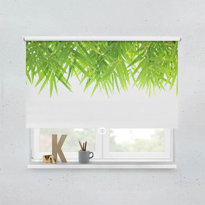 Plissee Motiv Bambus Blaetter Oben