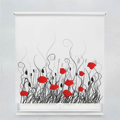 Plissee Motiv Mohnblumen Grafik