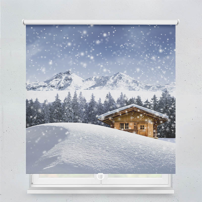 Plissee Motiv Schneehuette Winter