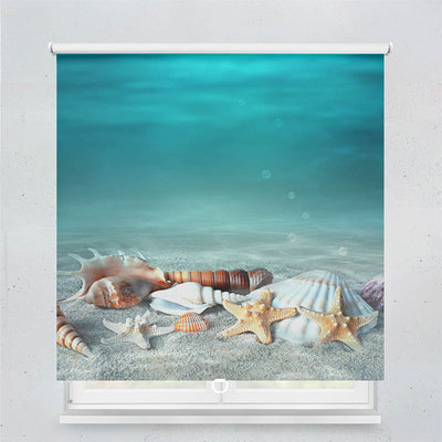 Plissee Motiv Muschel und Seestern am Strand