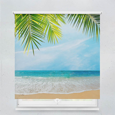 Plissee Motiv Palmenblaetter Meer