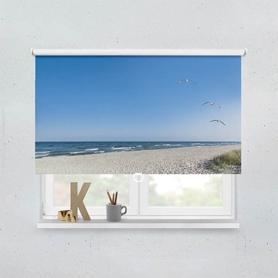 Plissee Motiv Strand mit Moewen