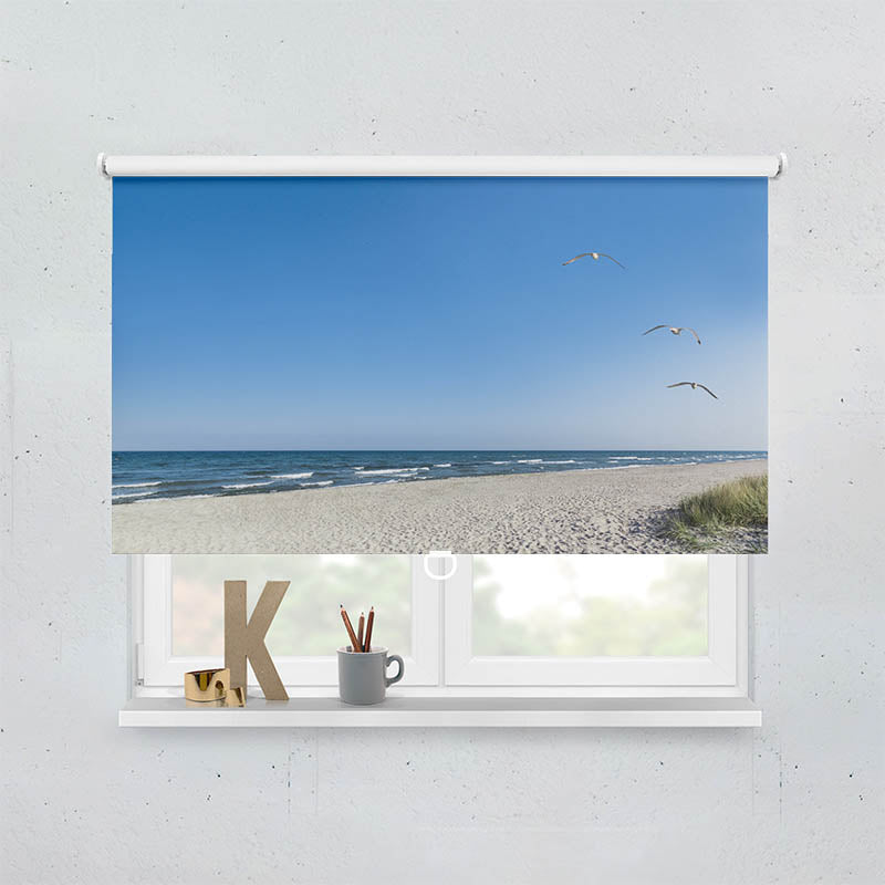 Plissee Motiv Strand mit Moewen