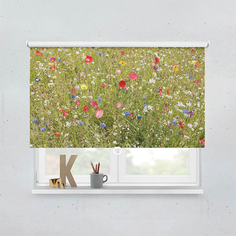 Plissee Motiv Wiese mit Wildblumen