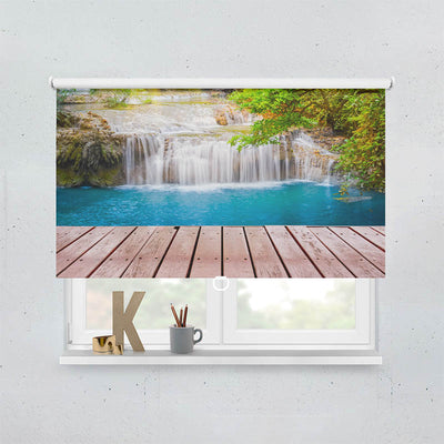 Plissee Motiv Wald Wasserfall Steg