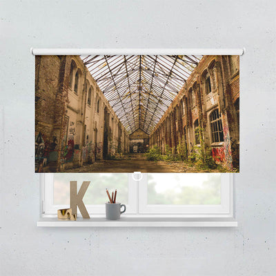 Plissee Motiv Verlassene Fabrikhalle in Leipzig