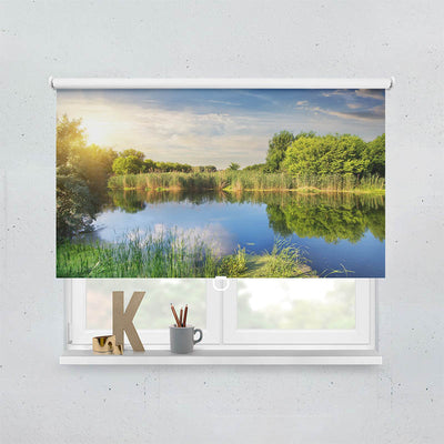 Plissee Motiv Idyllischer Waldsee