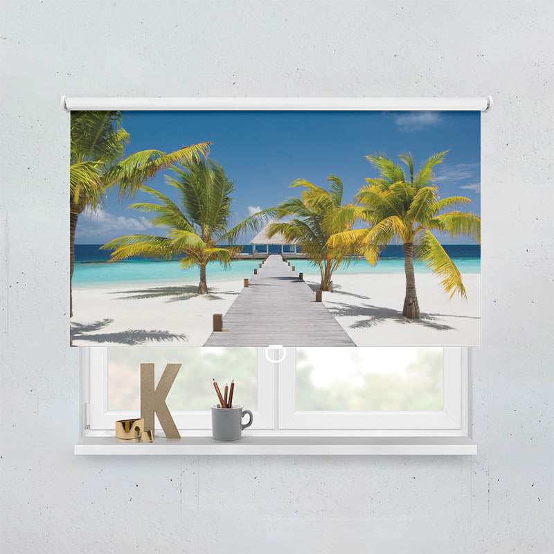 Plissee Motiv Malediven Strand Palmen