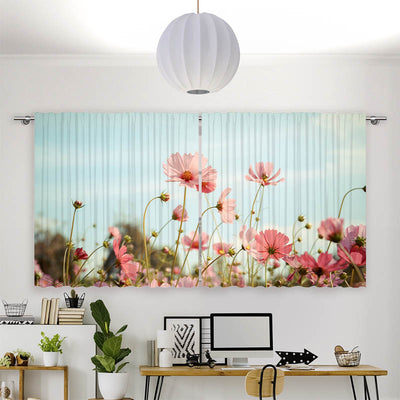 Vorhang Motiv Kosmeen Blumenwiese Rosa Blumen