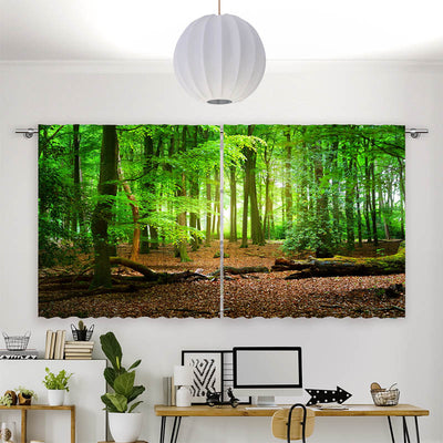 Vorhang Motiv Wald mit Eichenlaub