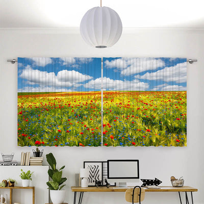 Vorhang Motiv Kornfeld Mohnblumen Feld