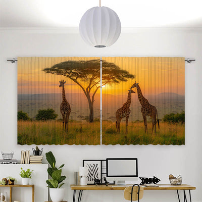 Vorhang Motiv Afrika Giraffen Savanne