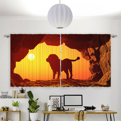 Vorhang Motiv Loewe Sonnenuntergang