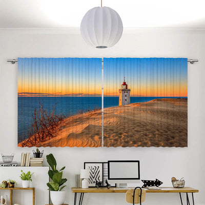 Vorhang Motiv Leuchtturm Meer