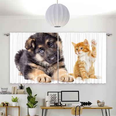 Vorhang Motiv Welpe und Kitten
