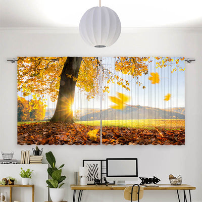 Vorhang Motiv Baum Wiese Herbst