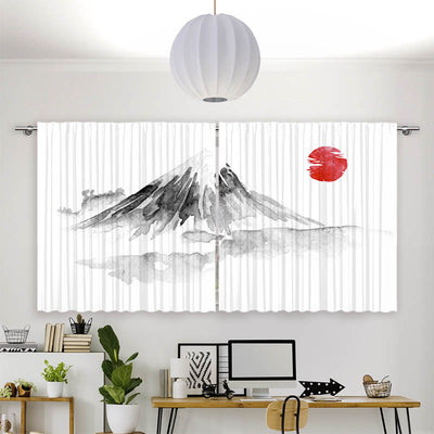 Vorhang Motiv Fujiyama Zeichnung Asiatisch