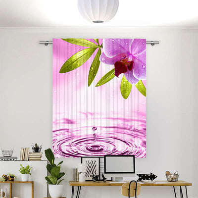 Vorhang Motiv Pinke Orchidee mit Wassertropfen