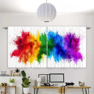 Vorhang Motiv Regenbogen Farbexplosion