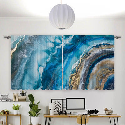 Vorhang Motiv Gemaelde Blau Oel