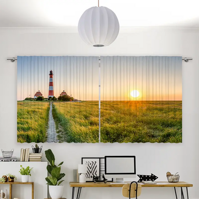 Vorhang Motiv Leuchtturm Nordsee